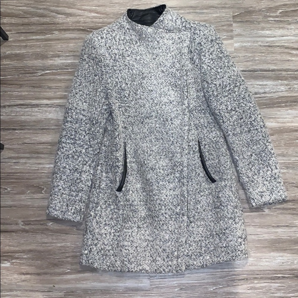 Calvin Klein wool pea coat with leather collar.